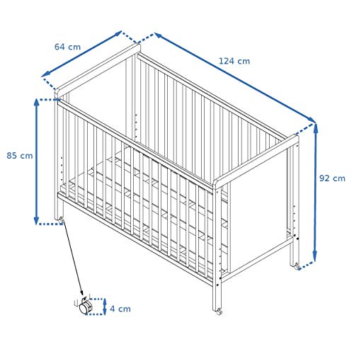 Cuna colecho Indi 120x60 + kit colecho. De 0 a 3 años