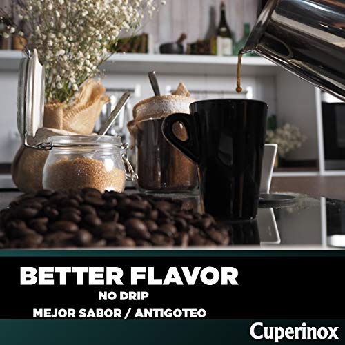 CUPERINOX Cafetera italiana inducción | 2 tazas | cafetera express para placas y vitroceramicas inducción | acero inoxidable | apto lavavajillas (no incluye molinillo café)