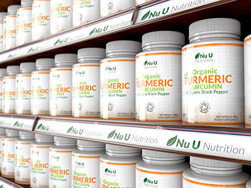 Cúrcuma Curcumina Orgánica y Pimienta Negra Orgánica, 365 Cápsulas (Suministro Para 1 Año) | Máxima Potencia 600 mg - Fabricada en el Reino Unido por Nu U Nutrition