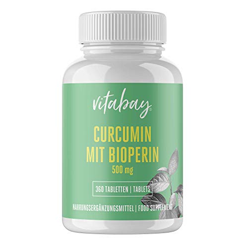 Curcumina con Bioperin 500 mg VEGAN, complejo Curcuma C3, raíz Curcuma Longa (360 comprimidos VEGAN)