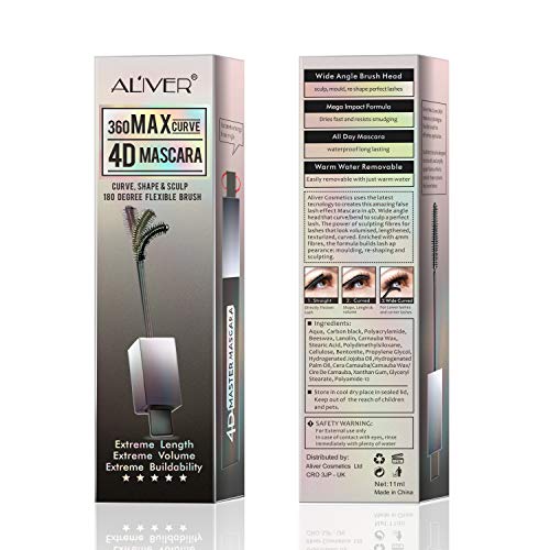Curva Mascara de Pestañas Waterproof, Rimel Pestañas Mascara Negra,Volumen y Longitud, Extensiones De PestañAs,A Prueba de Manchas