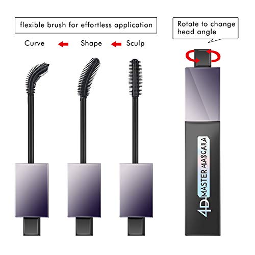 Curva Mascara de Pestañas Waterproof, Rimel Pestañas Mascara Negra,Volumen y Longitud, Extensiones De PestañAs,A Prueba de Manchas