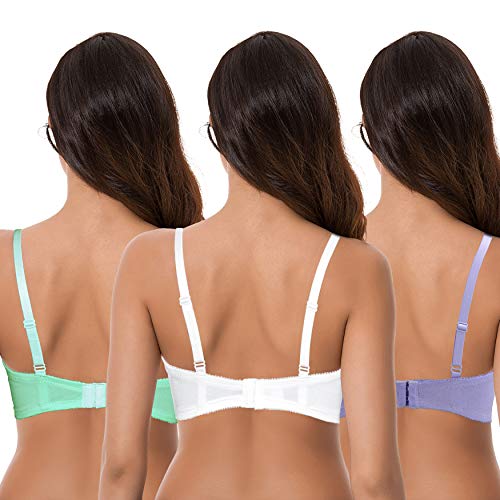 Curve Muse Sujetador con Aros de Lactancia Talla Grande con Copas desplegables (Paquete de 3) -Marfil, Lavanda, Verde claro-110F-V2