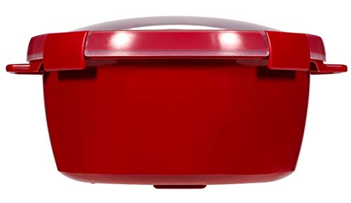 Curver - hermético Smart Micro Vaporera Redonda 1,6L. - Apto para Microondas - Con Rejilla para Cocinar al Vapor - Descongelar y Recalentar - Color Rojo