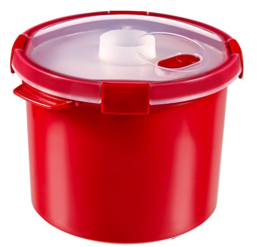 Curver - Vaporera Smart Micro Multi Función 3L. - Apta para Microondas - 2 en 1 para Cocinar al Vapor Verduras y Arroz - Color Rojo