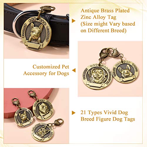 Custom4U Placa de Identidad para Perros Etiquetas Redondas Zinc 3D Relieve Dog Tag Personalizado con Nombres Grabados para Bulldog FRANCÉS