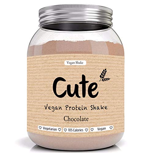 Cute Nutrition Batido de Proteínas Vegano Sabor Chocolate Sin Gluten Apoya la Pérdida de Peso Apto Para Vegetarianos y Veganos Bote de 600g sin OGM