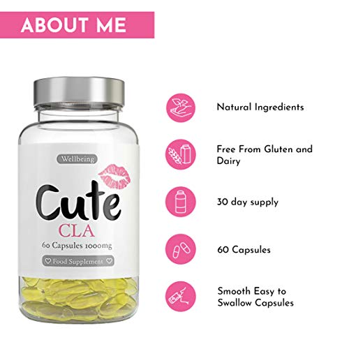 Cute Nutrition CLA Softgels 1000mg sin OMG Pastillas de Ácido Linoleico Conjugado Natural Súper Fuerte Para Mujeres
