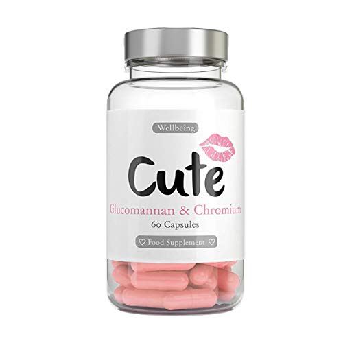 Cute Nutrition Glucomanano y Cromo con Fibra Natural para Quemar Grasa Píldoras de Dieta Seguras Efectivas y Fáciles de Tragar 60 cápsulas