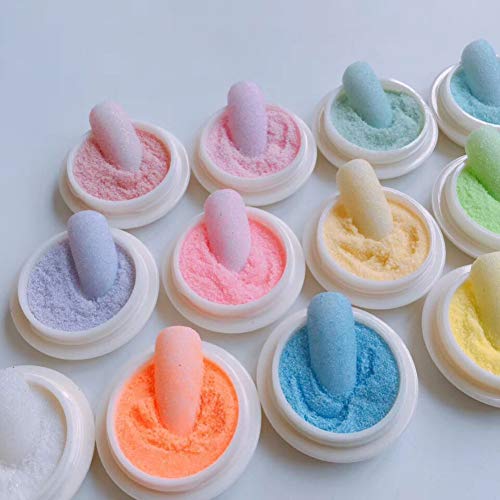 CWJCZY 12 Caja/Set Sirena Nail Glitter Powder Woollen Sugar Starlight Effect Chrome Nail Polish Design Glitter Diy Nail Pigment Powder