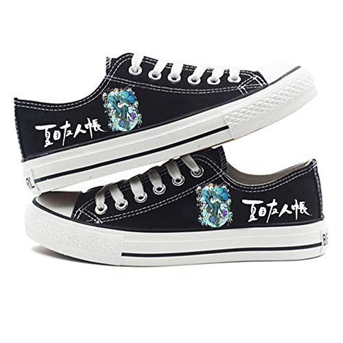CXWLK Low Black Libro de Amigos de Natsume Zapatos Planos Botas 3D De Anime Alpargatas ， Zapatos De Lona con Zapatillas Altas,40