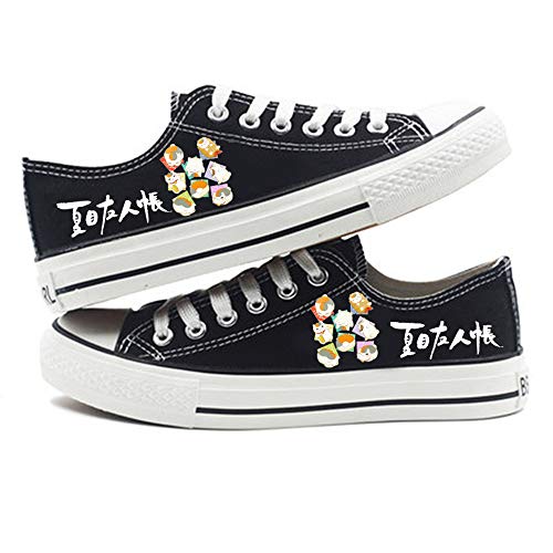 CXWLK Low Black Libro de Amigos de Natsume Zapatos Planos Botas 3D De Anime Alpargatas ， Zapatos De Lona con Zapatillas Altas,41