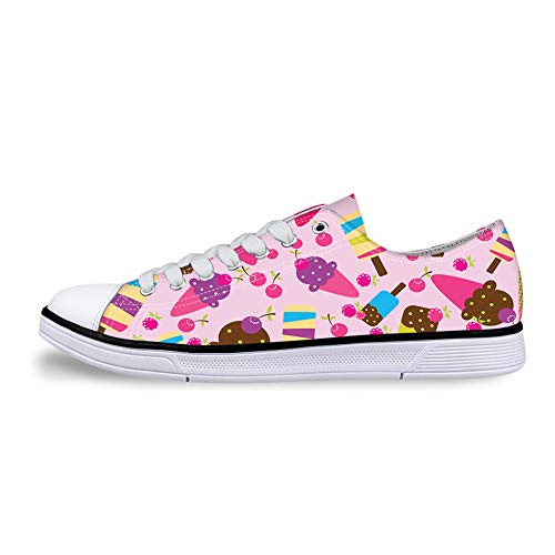 CXWLK Zapatos Bajos con Estampado De Dibujos Animados En Rosa Zapatillas Lona Mujer Deporte Casual Bambas Playeras Blancas Bajas 37
