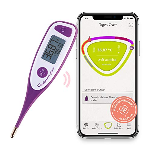 cyclotest mySense - Termómetro basal Bluetooth para control del ciclo, termómetro PFN con aplicación para prevención natural