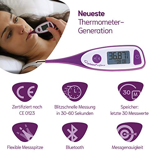 cyclotest mySense - Termómetro basal Bluetooth para control del ciclo, termómetro PFN con aplicación para prevención natural