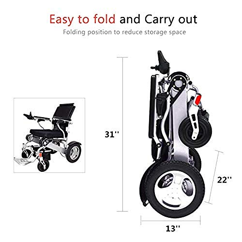 Cynyy para Discapacitados Y Mayores Silla De Ruedas Inteligente Automática Sillas De Ruedas Eléctricas Silla De Ruedas Eléctrica Plegable para Transporte Aéreo Portátil Plegable Eléctrica