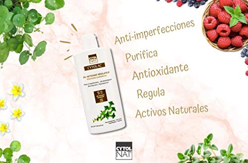 CYTOLAC® Gel limpiador regulador cara y espalda 250 ml – Reduce visiblemente las imperfecciones: botones, puntos negros, signos de acné - hipoalergénico, sin jabón, pH fisiológico