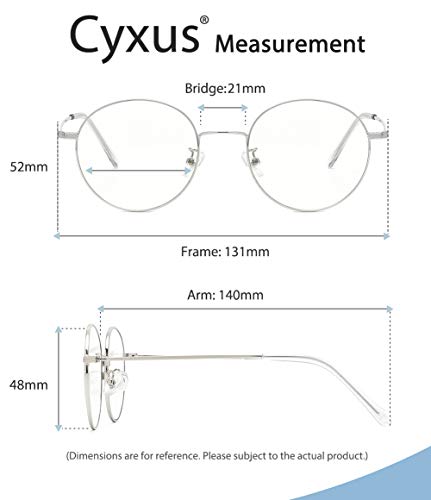 Cyxus Gafas Anti Luz Azul de Marco de metal Anti Tensión de Ojos [Mejor Sueño] (Lentes Transparentes) Unisexo (Hombres/Mujeres) (Plata)