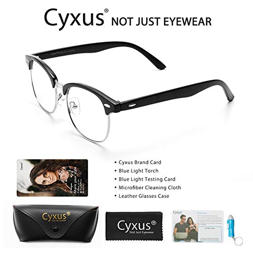 Cyxus Gafas con Filtro de luz Azul para Oficinista Hombre y Mujer Juegos etc Gafas Medio Marco Anti-Luz Azul para Ancla de internet para Ordenador 