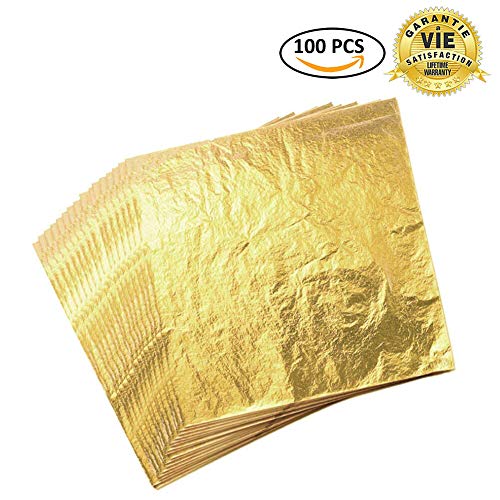 CZ Store-✮GARANTÍA DE POR VIDA✮- Pan de oro|14X14 CM|Pan de oro|Juego de 100|Hojas imitación de oro decoración/Artesanía/Bricolaje/Manualidades/ doradas-imitación de oro/ para niños y adultos