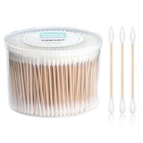 Czemo 500 Piezas Bastoncillos Ecologicos Bastoncillos de algodón Bastoncillos de madera Bastoncillos Oidos Ecologicos Multiuso Para Belleza Maquillaje Bebé