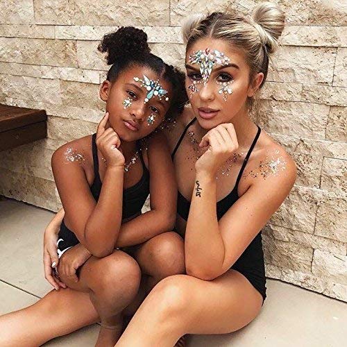 Czemo® 8 Juegos Pegatinas Cara Joyas Sirena Cara Gems Pegatinas Festival, Maquillaje Facial Joyas Cristales Cuerpo del Rhinestone de la Muchacha Pegatinas Adhesivos Gems (Pattern 1)