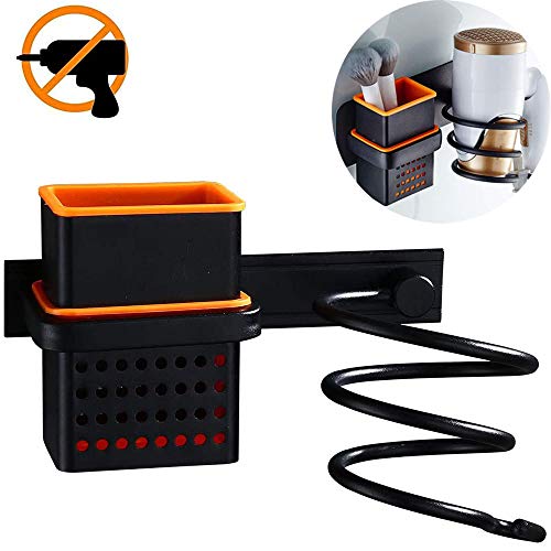 CZF ES Estantería de Baño de Secador Cabello, Soporte para Secador de Pelo Montado en la Pared, Soporte Secador Pelo Sin Taladro,para Dormitorios, Aseos, Barberías y Peluquerías Profesionales