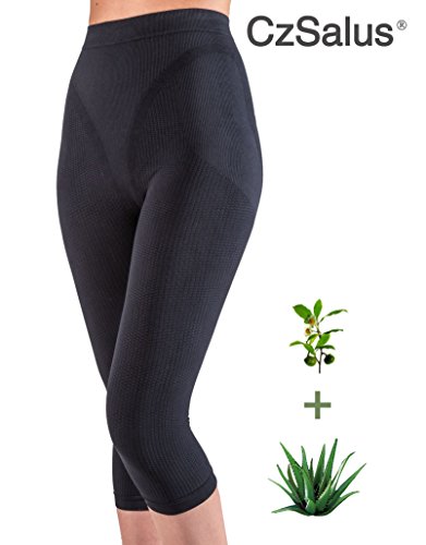 CzSalus - Pantalón corto reductor anticelulítico con aloe vera y té verde, Mujer, Negro
, L