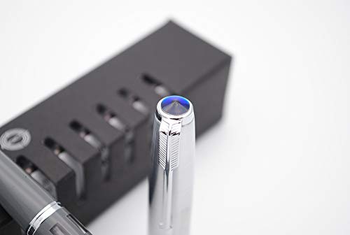 czxwyst Wing Sung 601 - Pluma estilográfica con tapa de acero, color Acorazado gris con ventana de tinta.