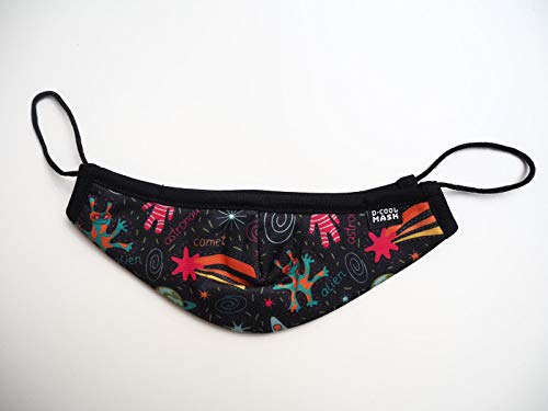 D Cool Mask Mascarilla Higienica Lavable y Reutilizable Fabricada en Portugal con Filtro Incorporado + 30 Lavados. Tejido Suave y Ajustable a Nariz y Boca. Talla niño. 1 unid. Estampado Universo
