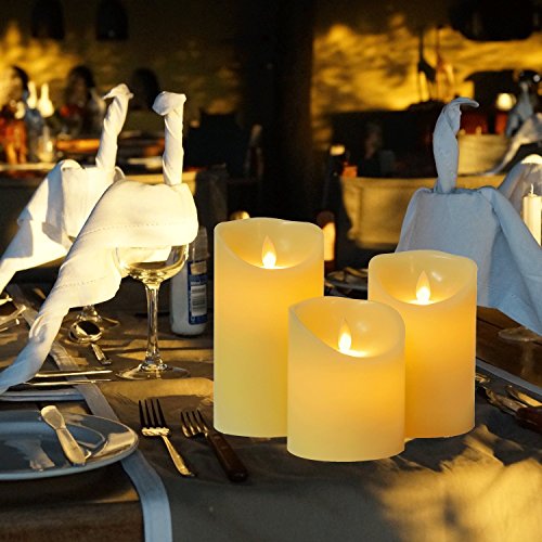 Da by's LED Candle, 3 Llama LED parpadeante (10 cm, 12,8 cm, 15,2 cm), Vela sin llama de 300 horas y control remoto de 10 botones.[Clase de eficiencia energética A]. [Clase de eficiencia energética A]