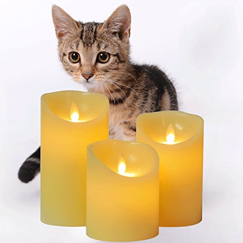 Da by's LED Candle, 3 Llama LED parpadeante (10 cm, 12,8 cm, 15,2 cm), Vela sin llama de 300 horas y control remoto de 10 botones.[Clase de eficiencia energética A]. [Clase de eficiencia energética A]