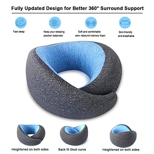 DA Heng Almohada de Viaje, Avión Almohada Cervical | Almohada Ortopédica Cervical | Cojin Travel Pillow Reposa Cabezas, Kit para Dormir, estándar para avión y hogar (Grey Blue)