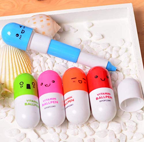 Da. WA Set de 3pcs bolígrafo, diseño de píldora forma estudiante Juego de bolígrafo suave bolígrafos de gel para niños oficina escuela papelería Suministros color al azar