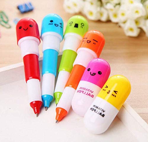 Da. WA Set de 3pcs bolígrafo, diseño de píldora forma estudiante Juego de bolígrafo suave bolígrafos de gel para niños oficina escuela papelería Suministros color al azar