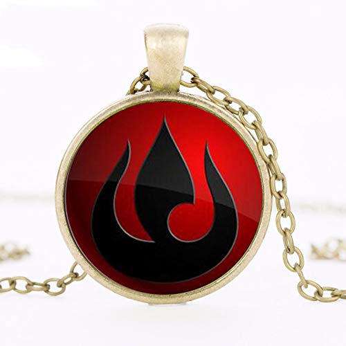 DADATU Collar Hombre Avatar El Último Collar Airbender Leyenda De Korra Fuego Nación Vidrio Colgante Joyería Colgante Cadena Mujeres Collar Steampunk