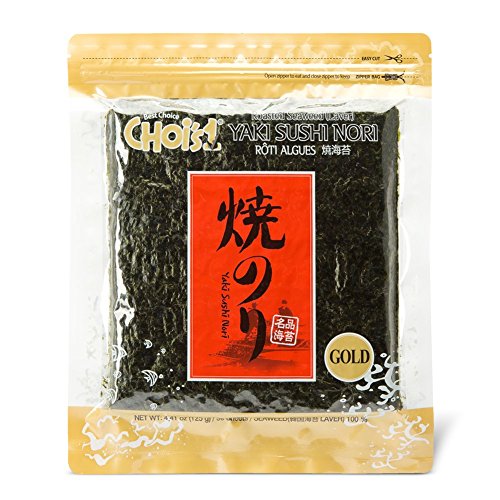 DAECHUN LAVER CO., LTD. Sushi Nori, Tostado resellable de mar (50 hojas completas) Grado de oro 125g