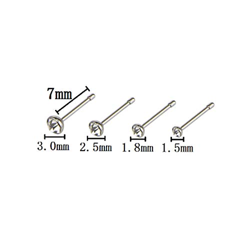 Daesar 22pcs Piercing de Uñas Aro L Circonita Piercing para Oreja Acero Quirurgico Plata