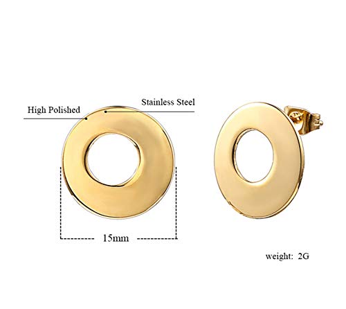 Daesar Pendientes Aro Redondo Hueco Pendientes Acero Inoxidable Quirurgico Pendientes de Mujer Oro