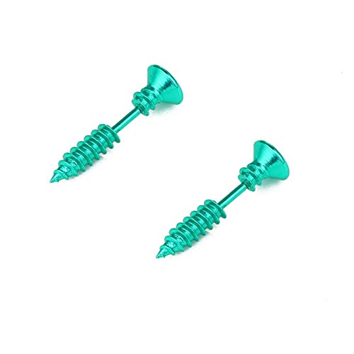Daesar Pendientes Hombre Acero Inoxidable Verde Pendientes Hombre Pendientes Tornillo