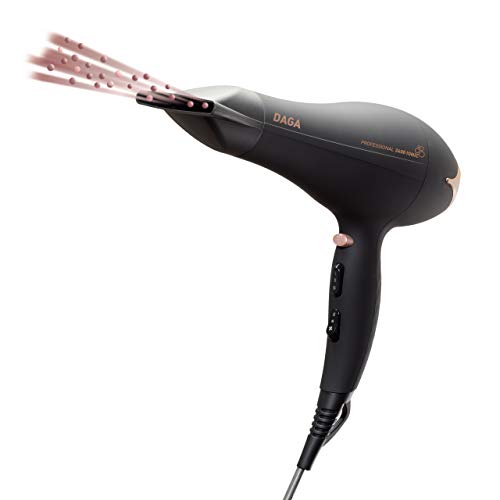 Daga HD-2400PI- Secador de Pelo Profesional Iónico con Motor AC 2400W con 2 Velocidades y 3 Temperaturas y Acabado en Soft Touch