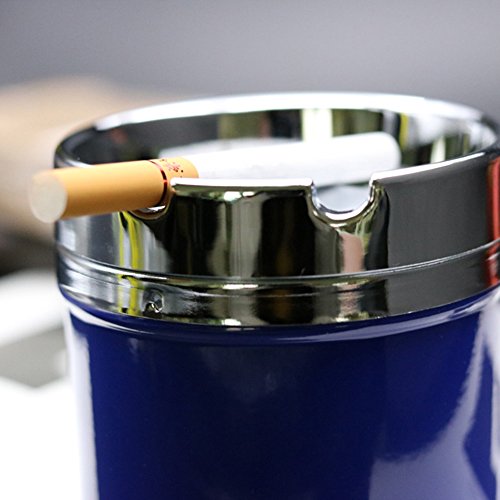 Daily Necessities Personalidad Creativa cenicero de Metal con Cubierta a Prueba de Viento Internet Cafe Sala de Estar Dormitorio Cenicero Tendencia Linda - LXZXZ (Color : Blue)