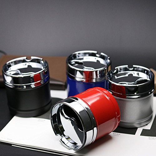 Daily Necessities Personalidad Creativa cenicero de Metal con Cubierta a Prueba de Viento Internet Cafe Sala de Estar Dormitorio Cenicero Tendencia Linda - LXZXZ (Color : Blue)