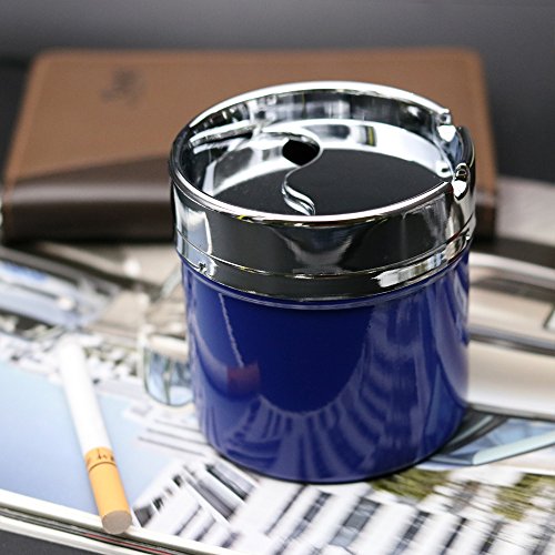 Daily Necessities Personalidad Creativa cenicero de Metal con Cubierta a Prueba de Viento Internet Cafe Sala de Estar Dormitorio Cenicero Tendencia Linda - LXZXZ (Color : Blue)