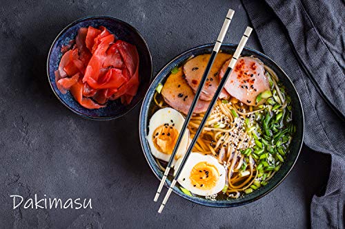 DAKIMASU Chopsticks - 5 Pares - Palillos Japoneses de Acero Inoxidable de Primera Calidad - Palillos metálicos para Platos asiáticos - Diseño Moderno y Elegante en Negro - Seguro para el lavavajillas