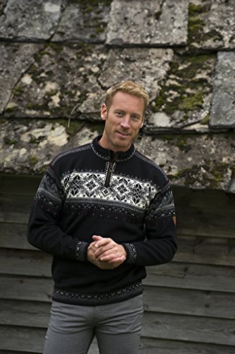 Dale of Norway - Jersey para Hombre Blyfjell, Color Negro/Blanco Roto/Humo/Frambuesa, Talla L, 91291-F