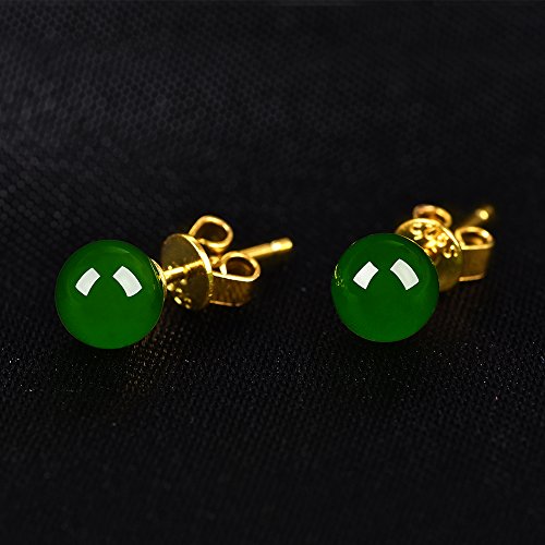 dalwa Plata Pendientes – Oro Rosa dorados pendientes de plata de ley 925 con arbolito Jade de perlas verde Incluye regalo del paquete