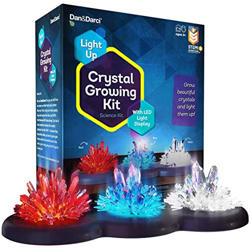 Dan&Darci Kit de Cultivo de Cristales Iluminado - ¡Cultive Sus Propios Cristales y Haga Que brillen! Gran Regalo de experimentos científicos para Niños y Niñas | Juguete Stem | Cultivo de Cristal