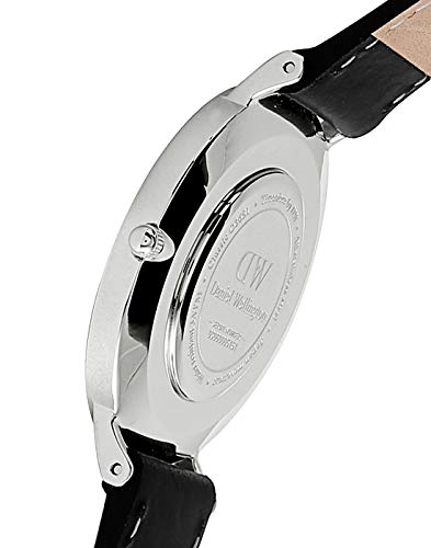 Daniel Wellington - Reloj analógico para caballero,correa de cuero negro, dial blanco