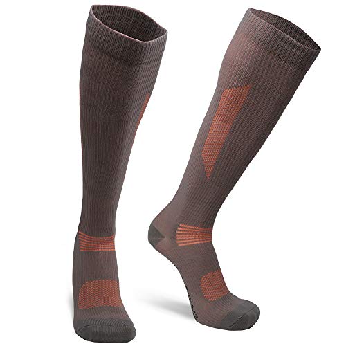 DANISH ENDURANCE Calcetines de Compresión de Algodón Orgánico Pack de 1 (Gris/Naranja, EU 43-47)